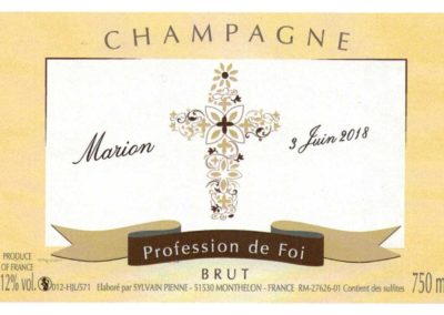 Etiquette personnalisée profession de foi Champagne