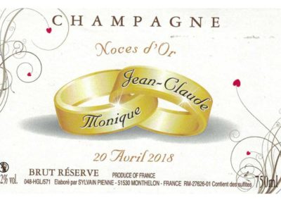 Etiquette personnalisée noces d'or Champagne
