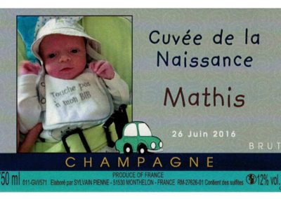 Etiquette personnalisée naissance Champagne